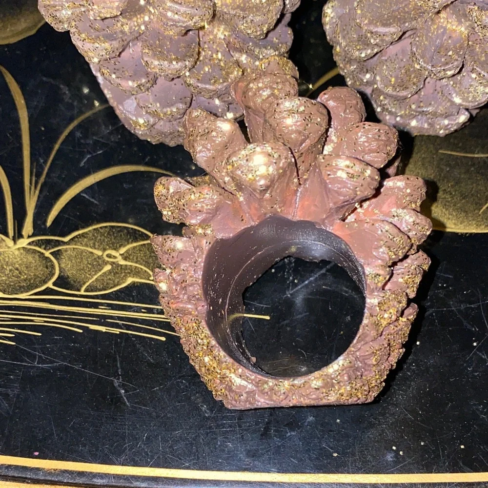 BX40 Vintage Gorgeous Set Of 10 Pinecone Napkin Rings